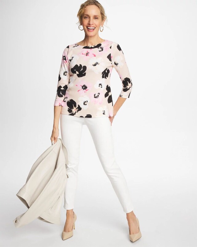 Printed Pima 3/4 Sleeve Tee - image 2